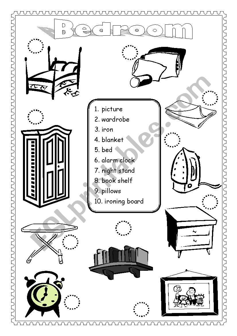 Bedroom Vocabulary Match worksheet