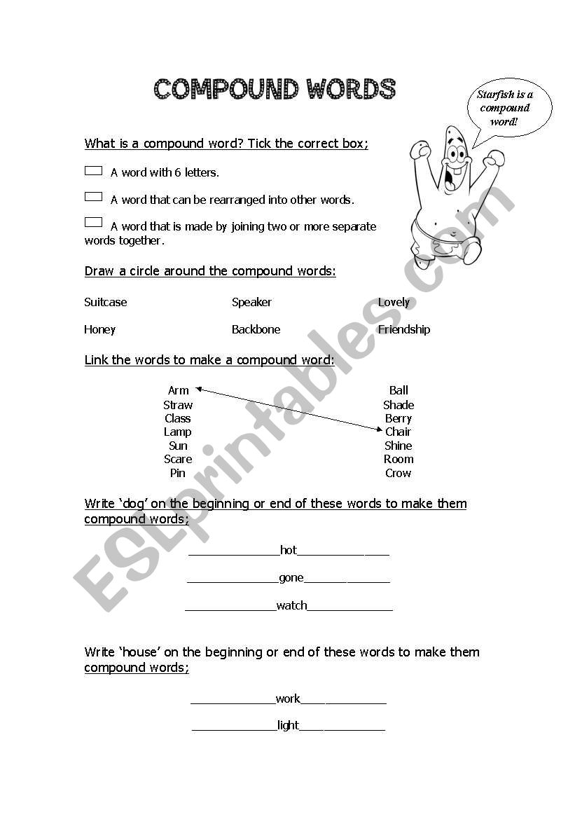 Compound Words Sheet - Santic worksheet