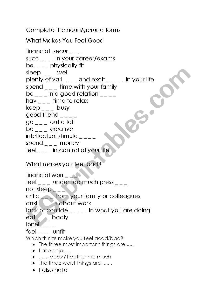 noun gerund worksheet