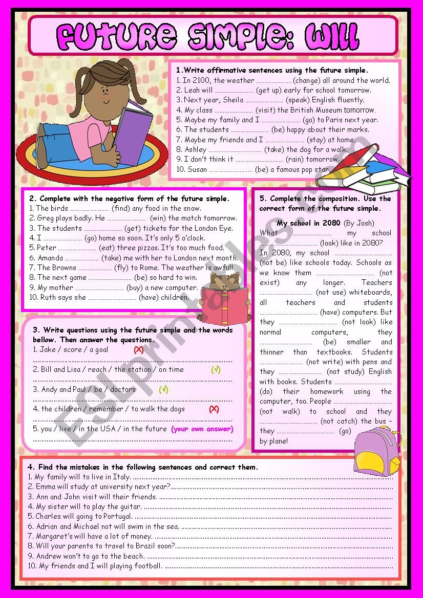 FUTURE SIMPLE WILL ESL Worksheet By MARY DREAM