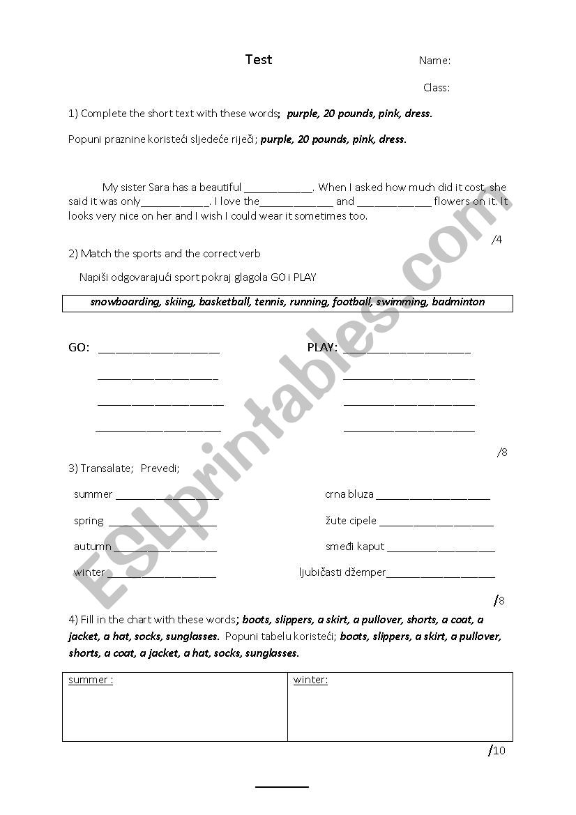 test sheet  worksheet