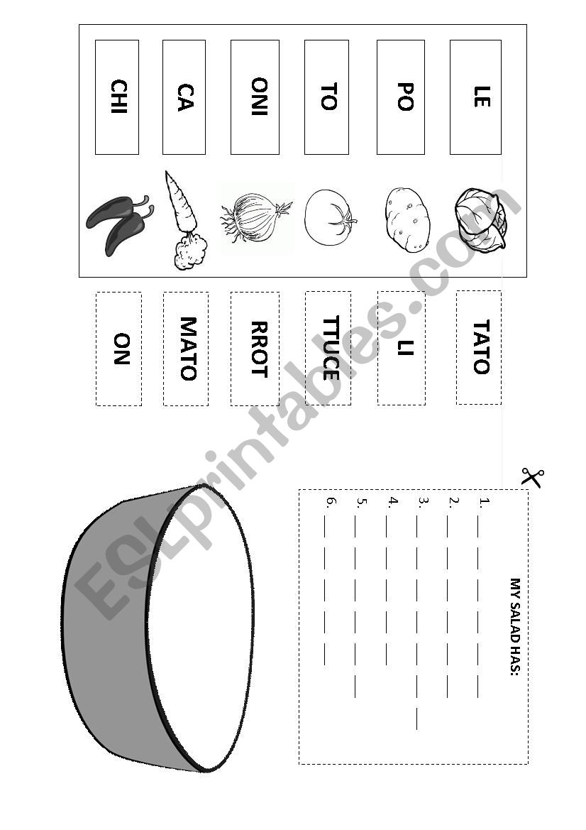 Vegetables  worksheet