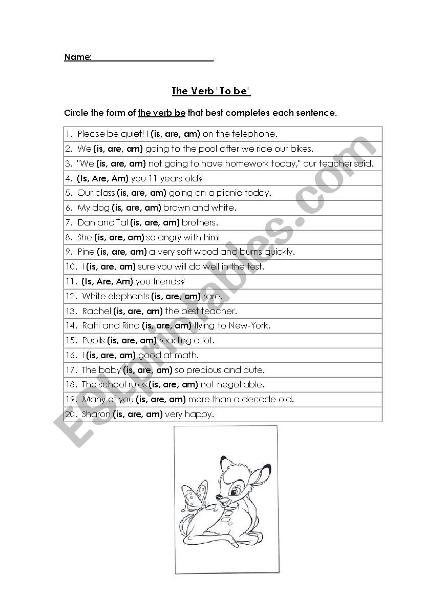 Verb Be Quiz  worksheet