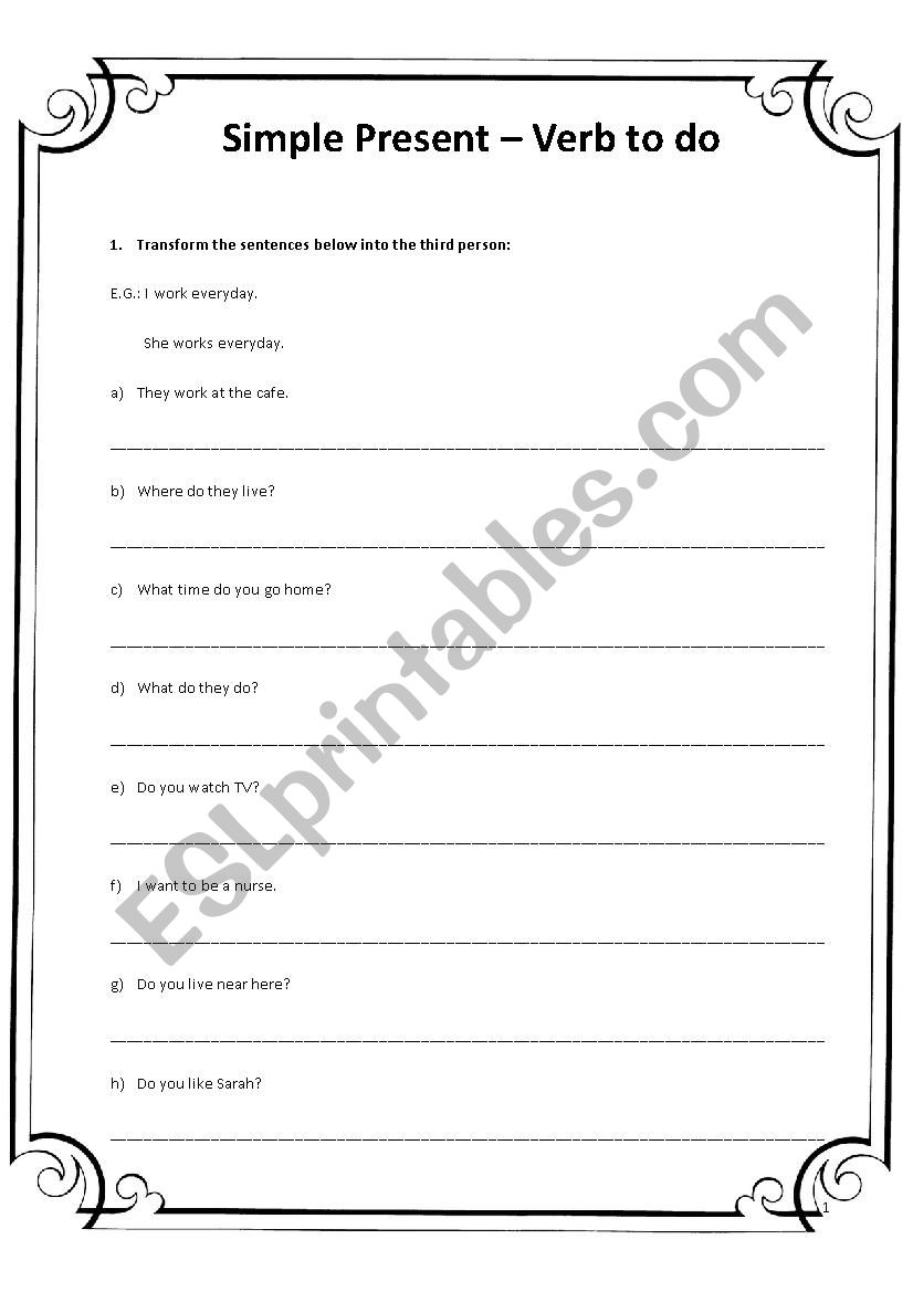 Simple Present - To do worksheet