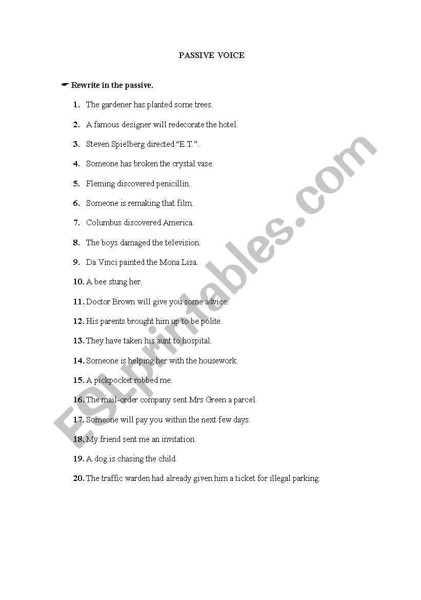 PASSIVE VOICE worksheet