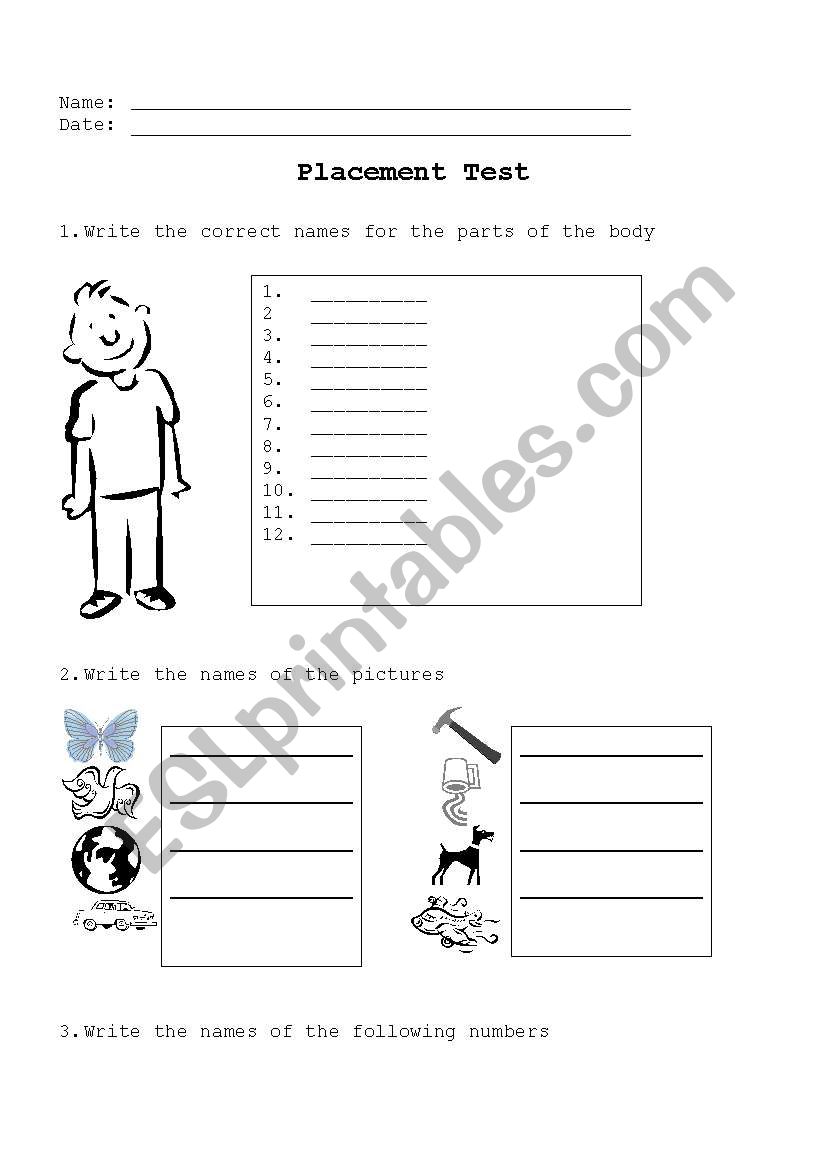 Vocabulary test worksheet