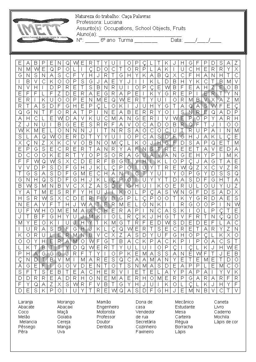 puzzle fruits worksheet