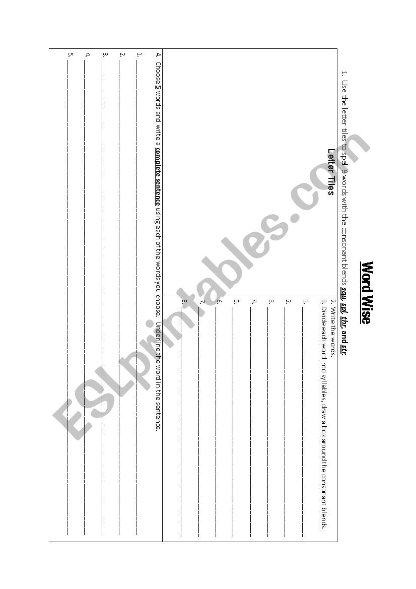 Working With Word Blends  worksheet