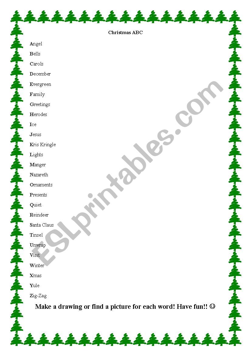 Christmas ABC worksheet