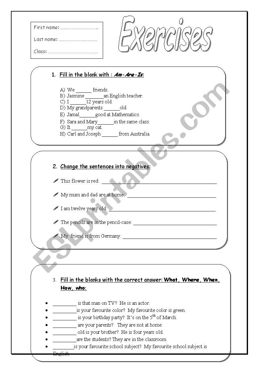 Wh Questions And Verb To Be In Simple Present Exercises ESL Worksheet 