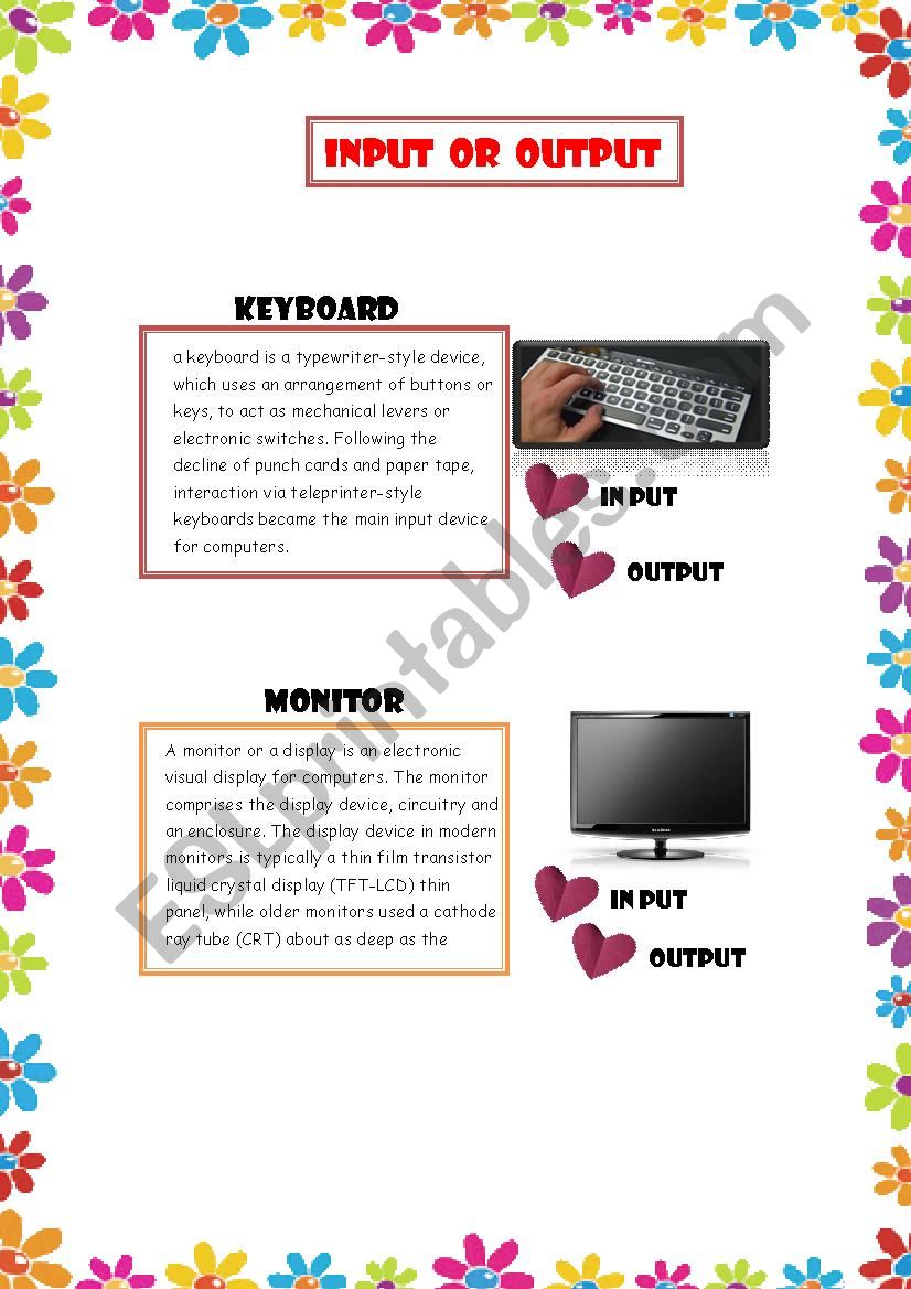 input or output worksheet