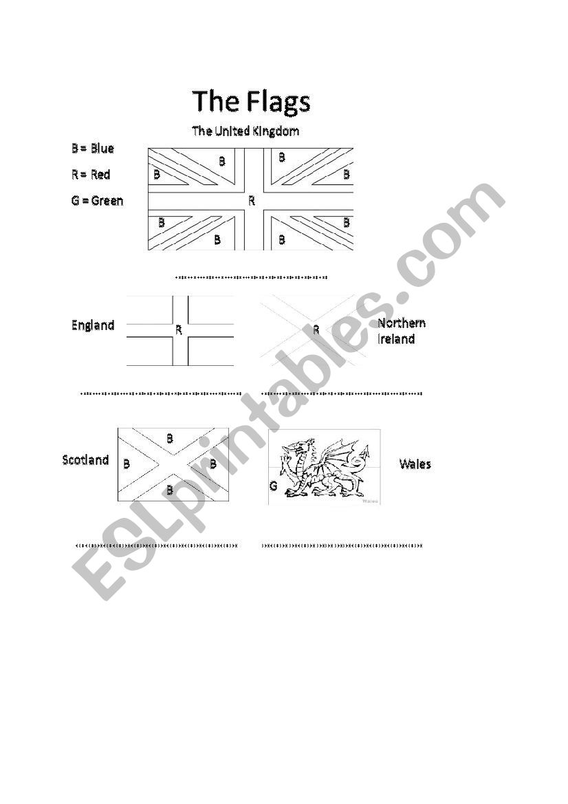 Flags of the UK worksheet