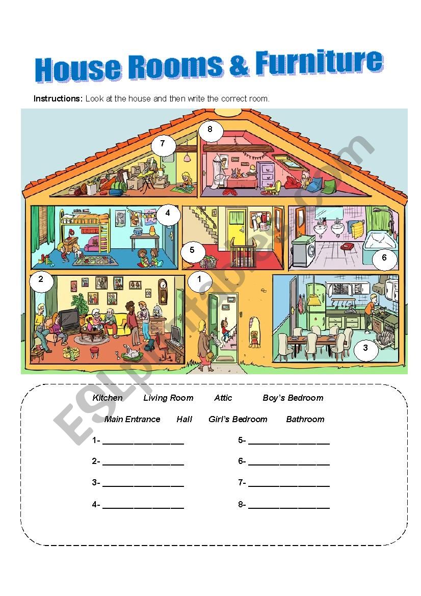 Rooms Worksheet For Kids