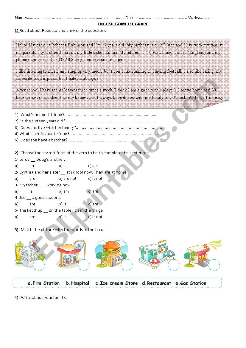 easy test worksheet