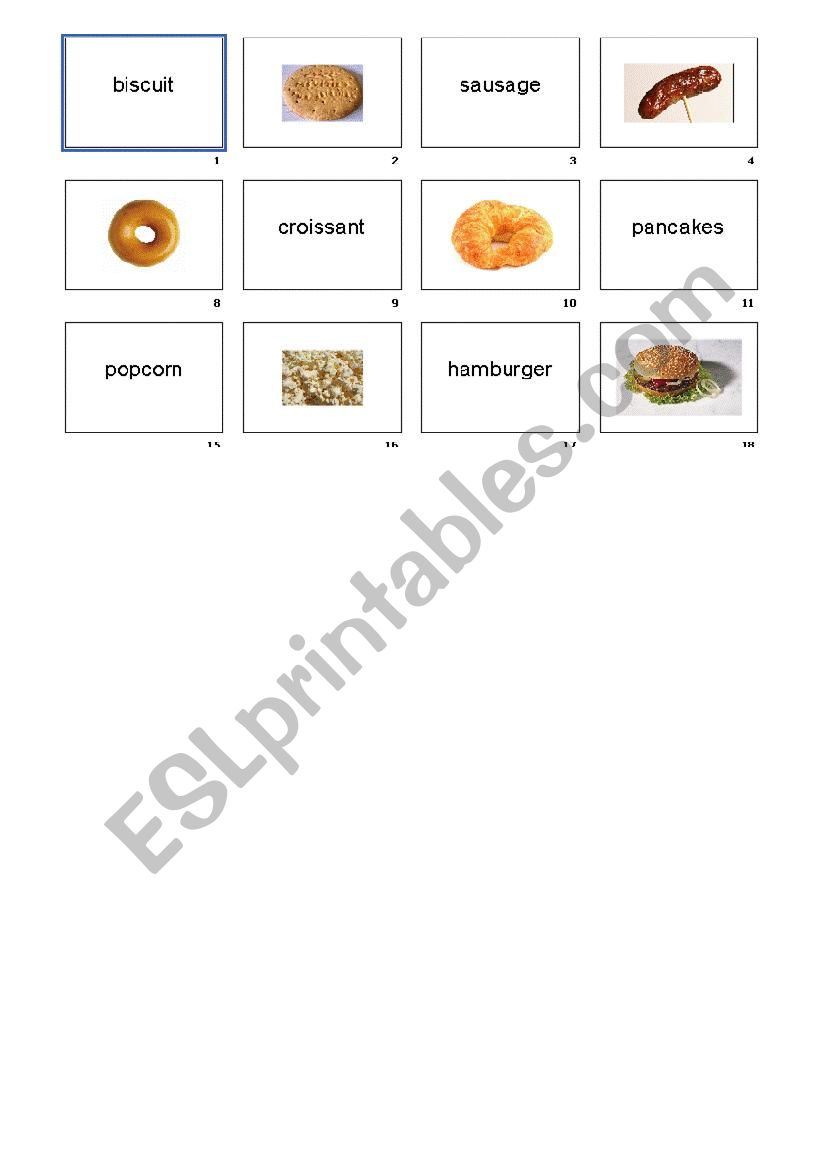 Food Flashcards worksheet