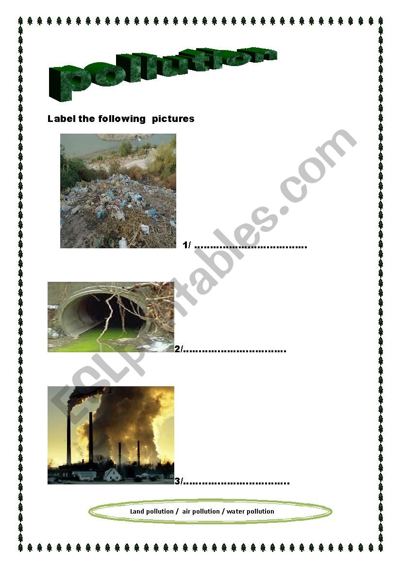 pollution worksheet
