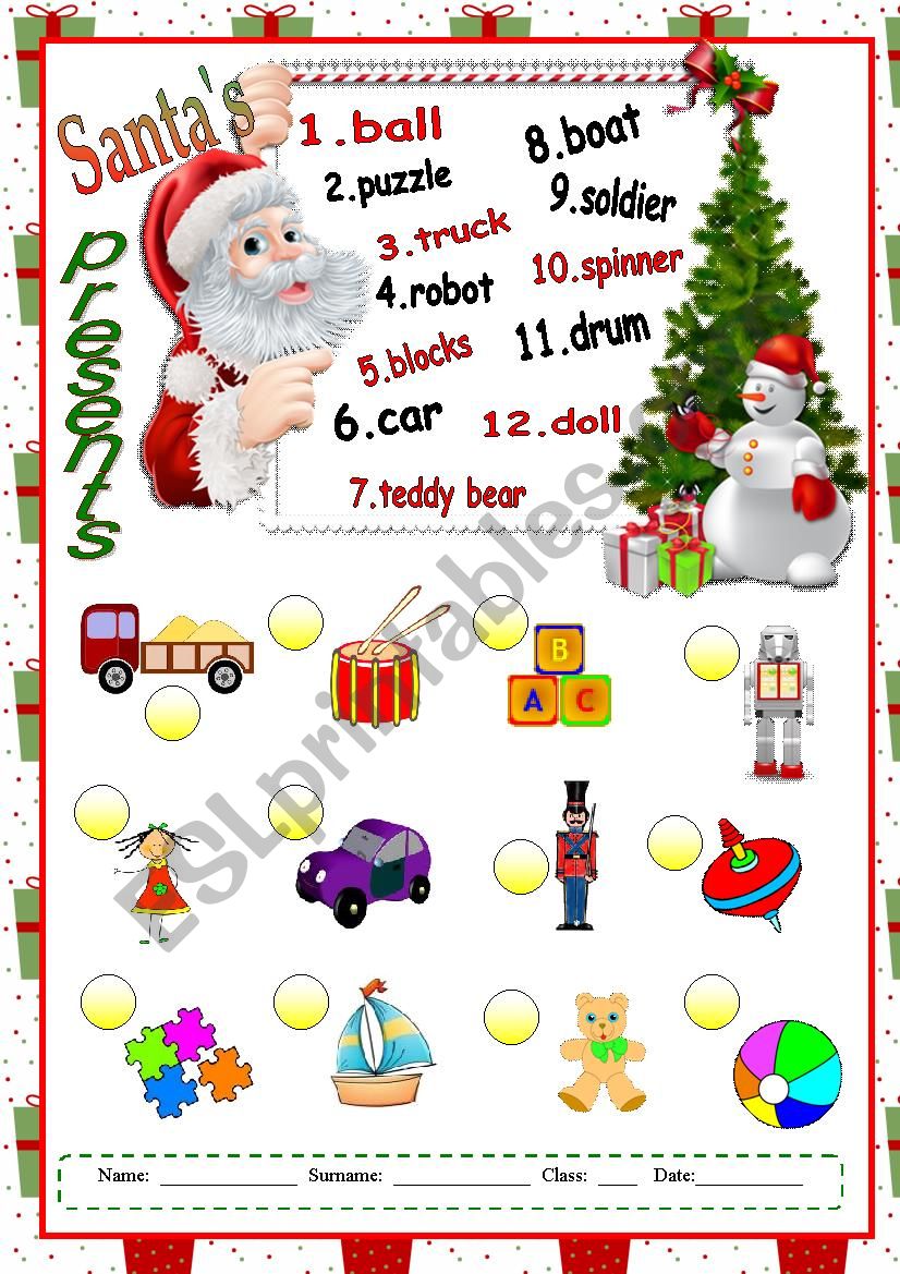 Santa´s Presents - ESL Worksheet By Despinacy