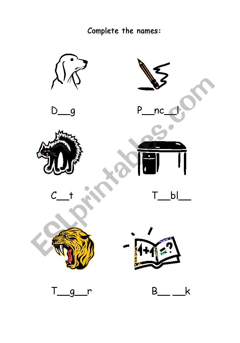 basic vocabulary (classroom, pets)