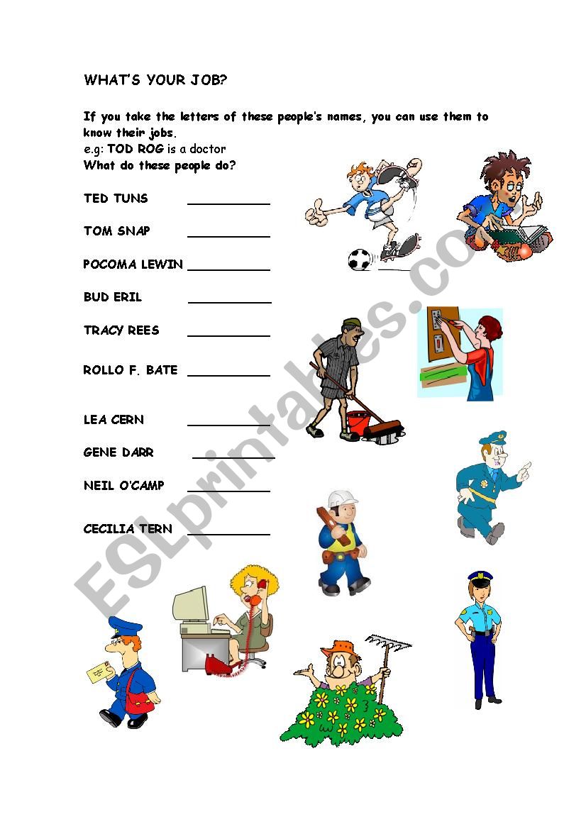 What´s your job? - ESL worksheet by Gemmahn