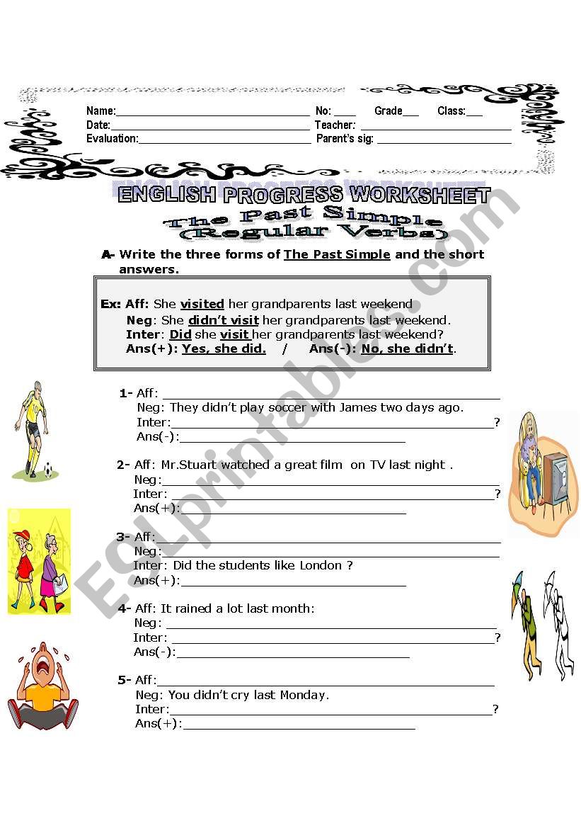 Past Simple Regular Verbs ESL Worksheet By Estela M