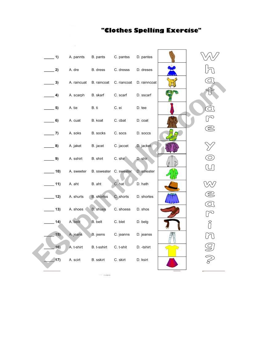 Clothes Spelling worksheet