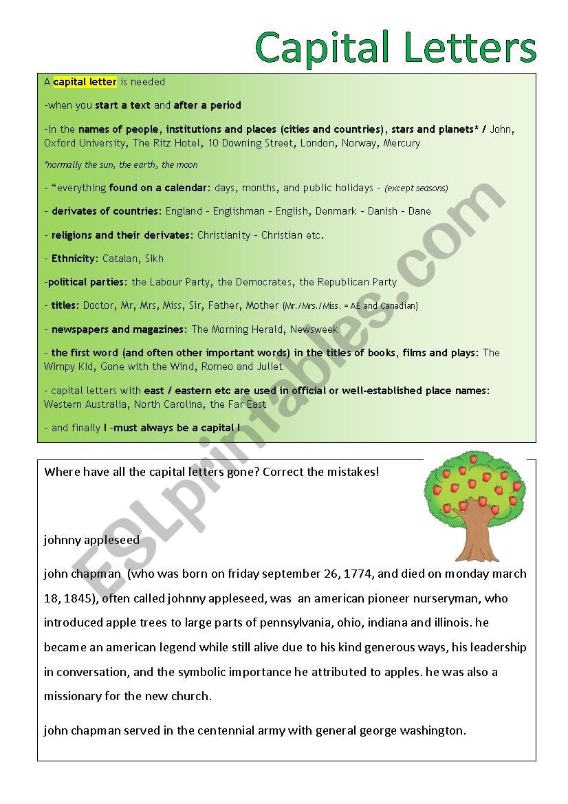 Capital Letters Review ESL Worksheet By Natalabala