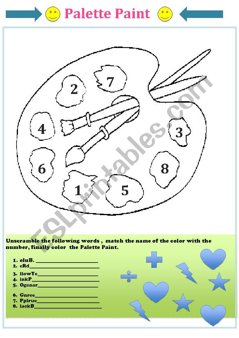 Palette Paint worksheet