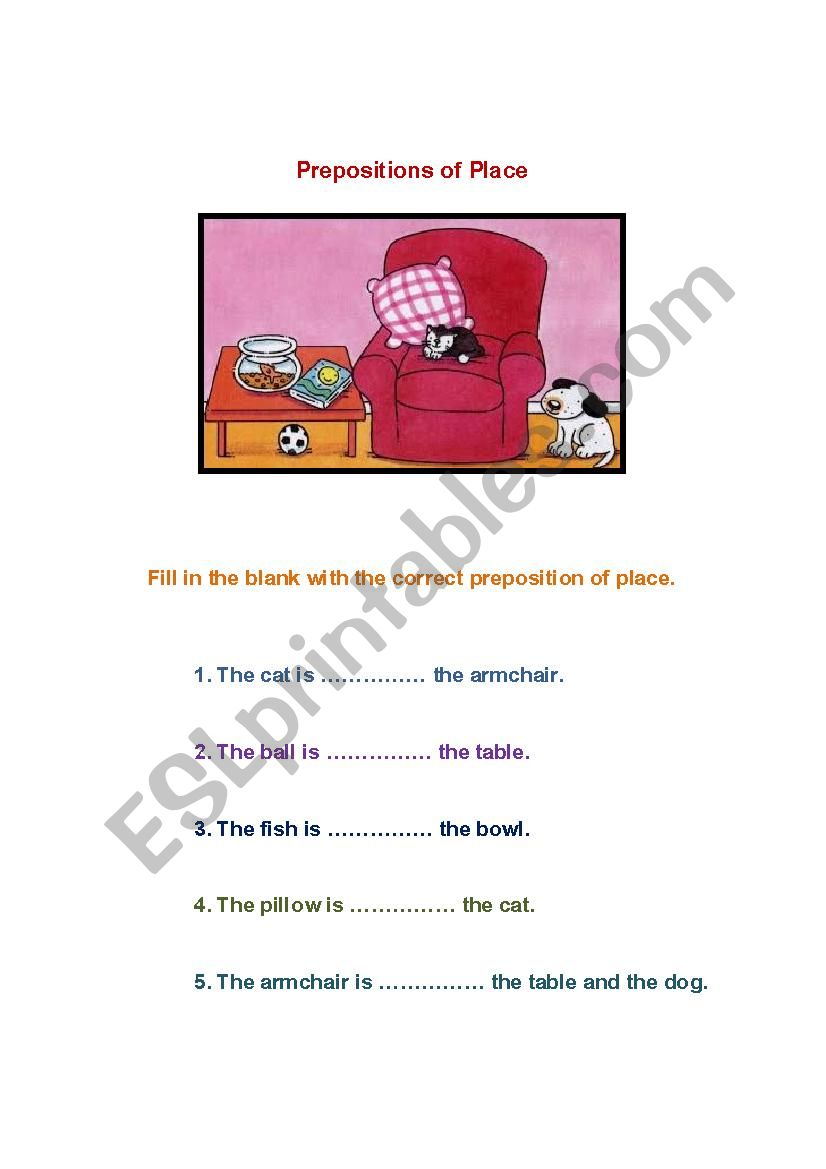 Preposition of place worksheet