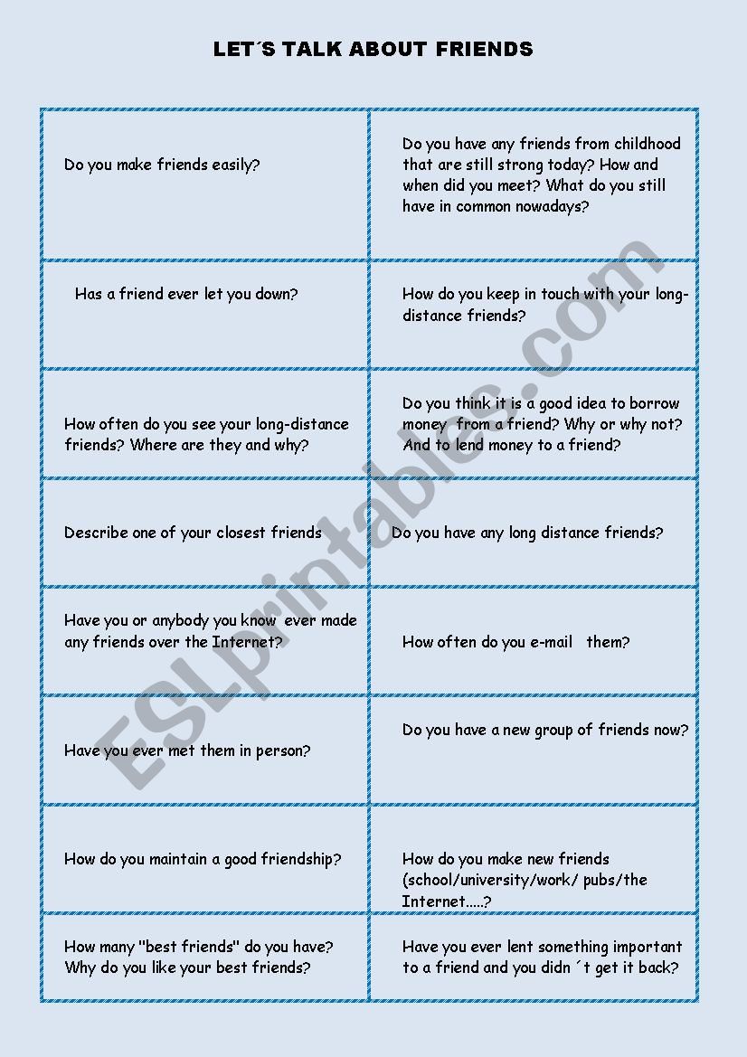 Let`s talk about friends - ESL worksheet by april