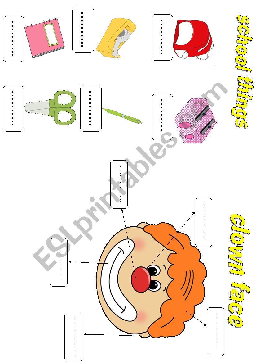 parts of a face / school things