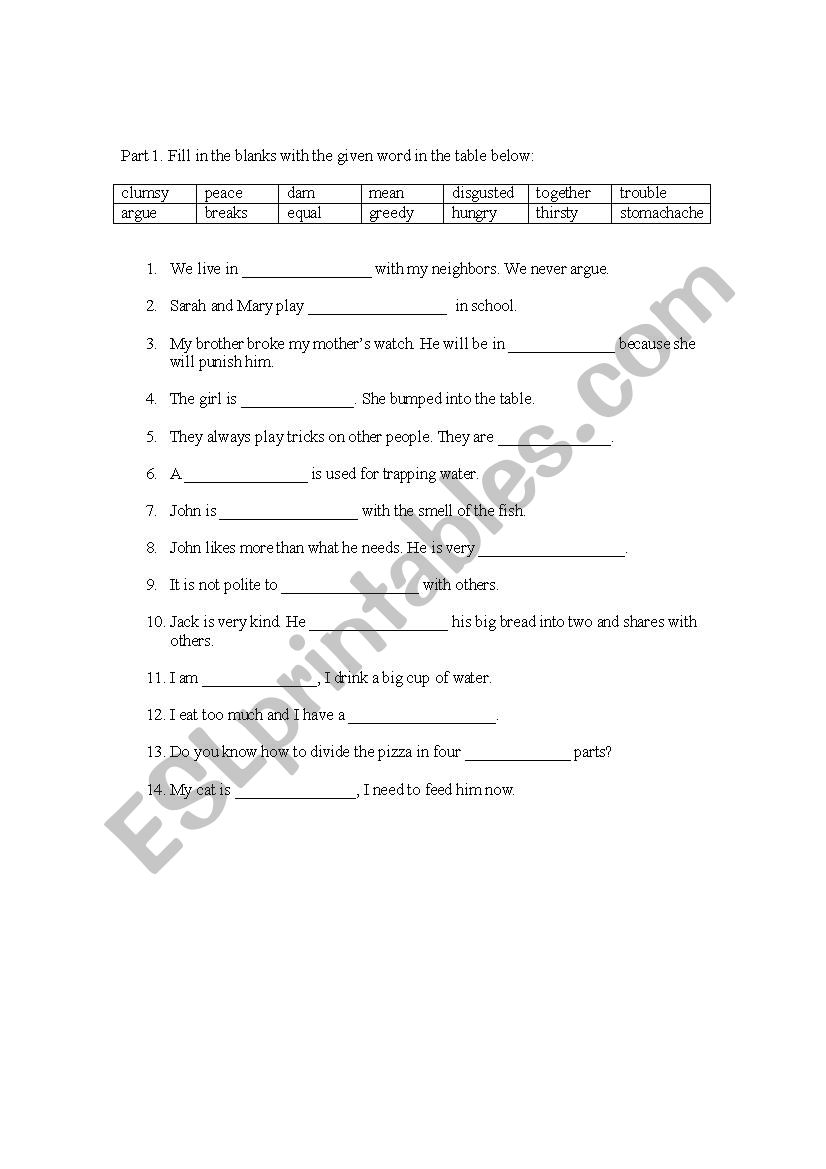 Test your vocabulary worksheet