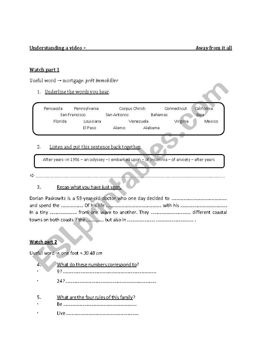 Surfwise  worksheet