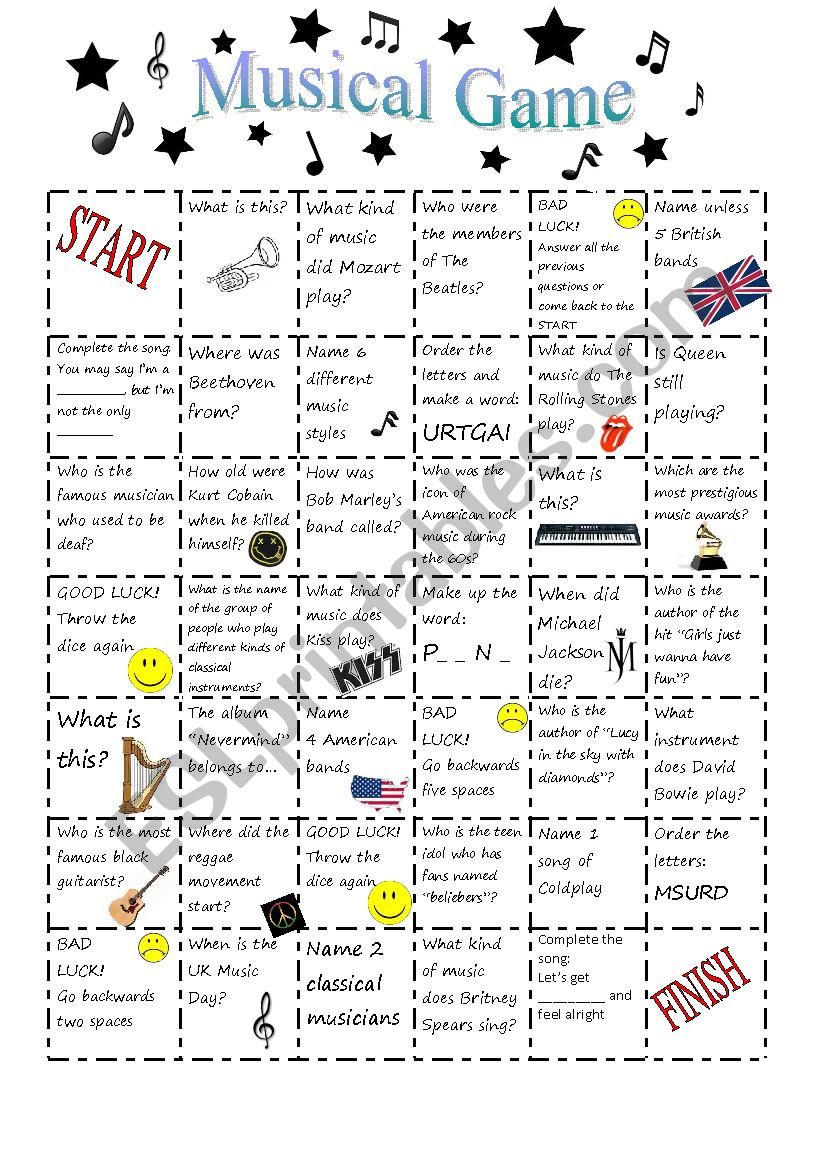 Musical Game worksheet