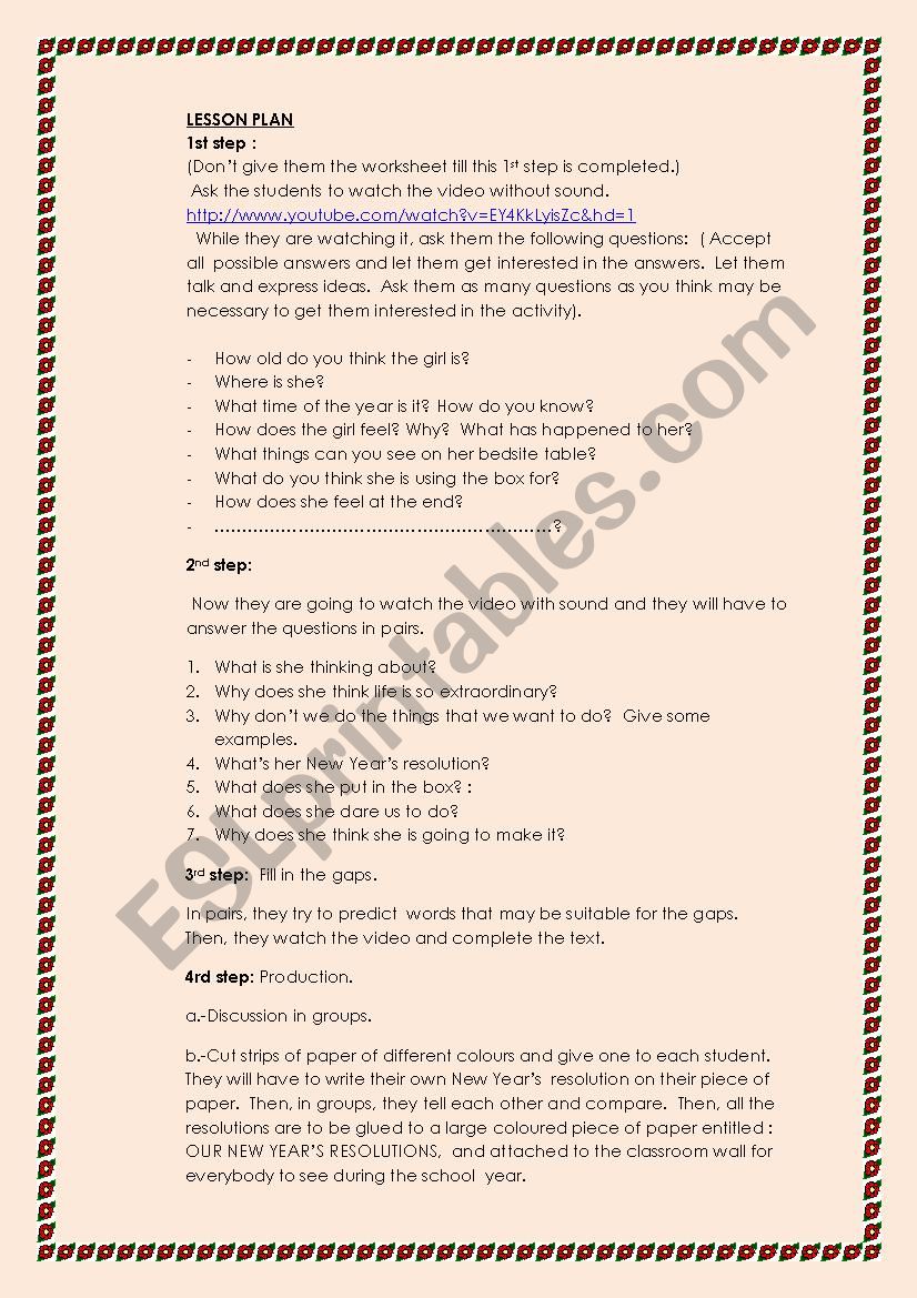 New Year´s resolutions - ESL worksheet by Rosahi