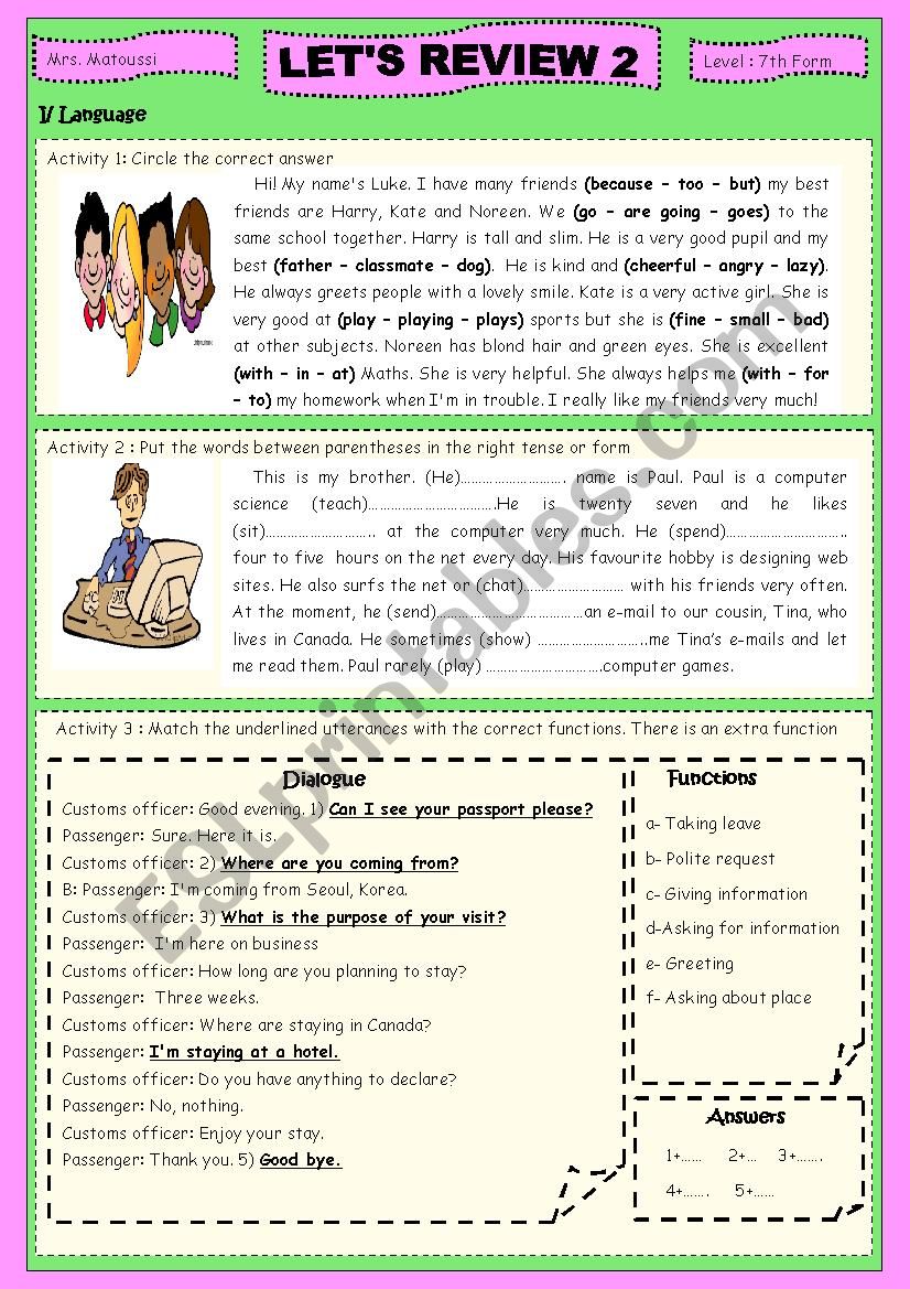 Let´s review 2 - ESL worksheet by saaidiyasmine