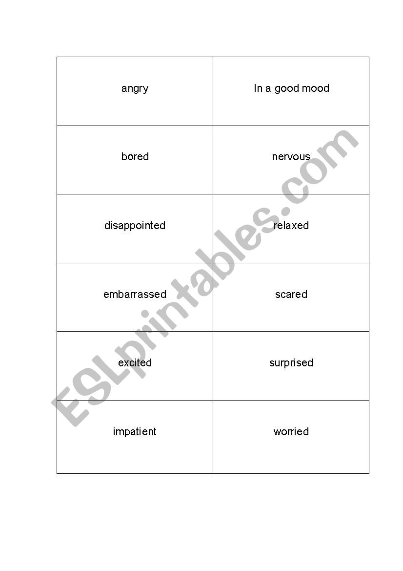 Feelings matching activity worksheet