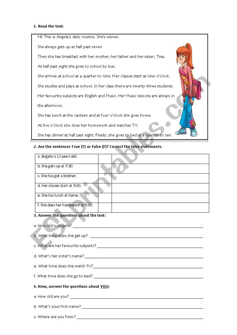 Daily Routine worksheet