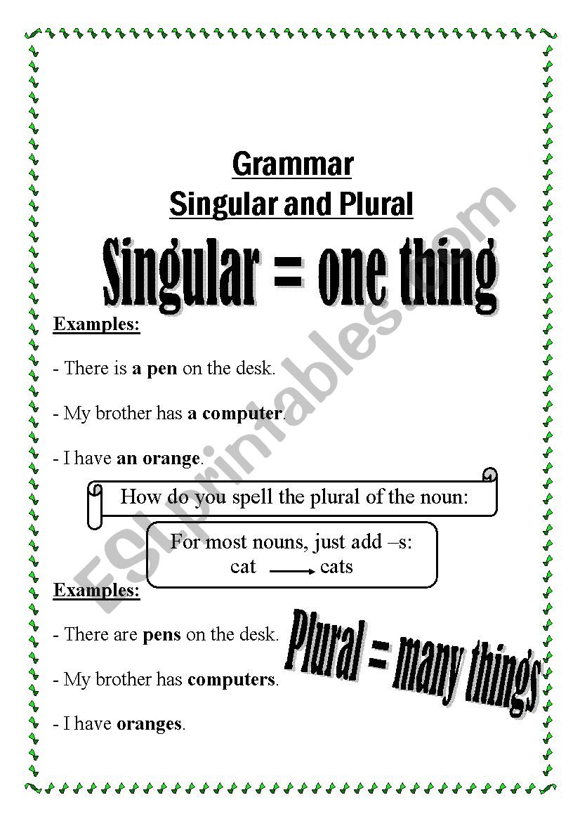 Singular and Plural worksheet