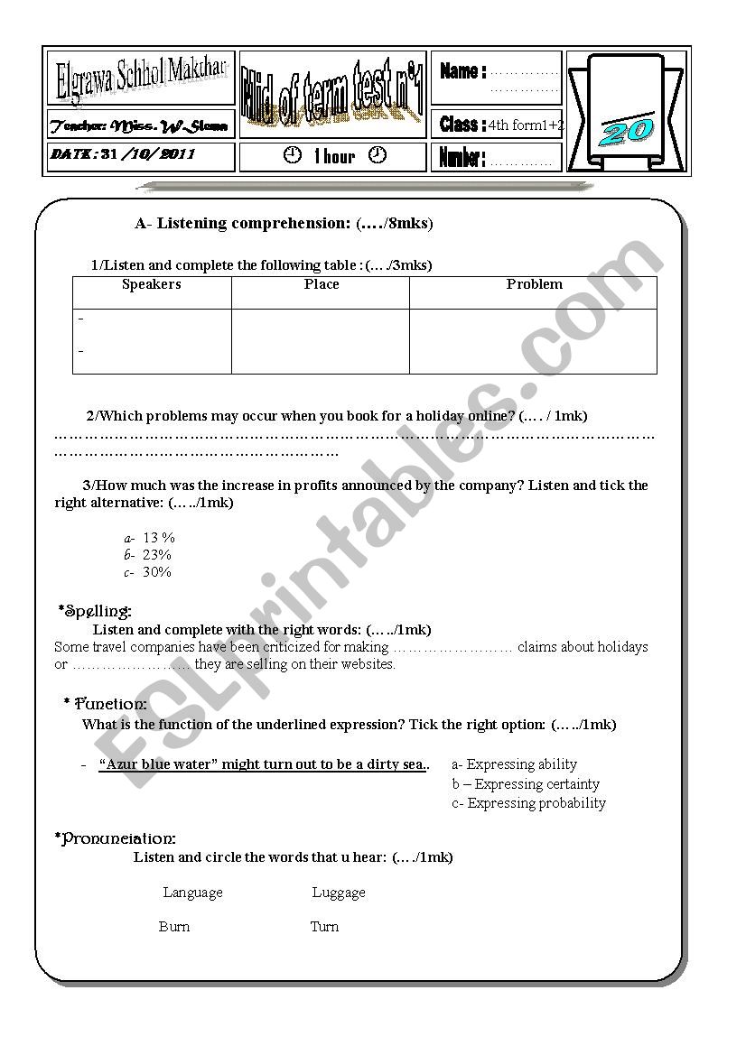 mid term test 2 worksheet