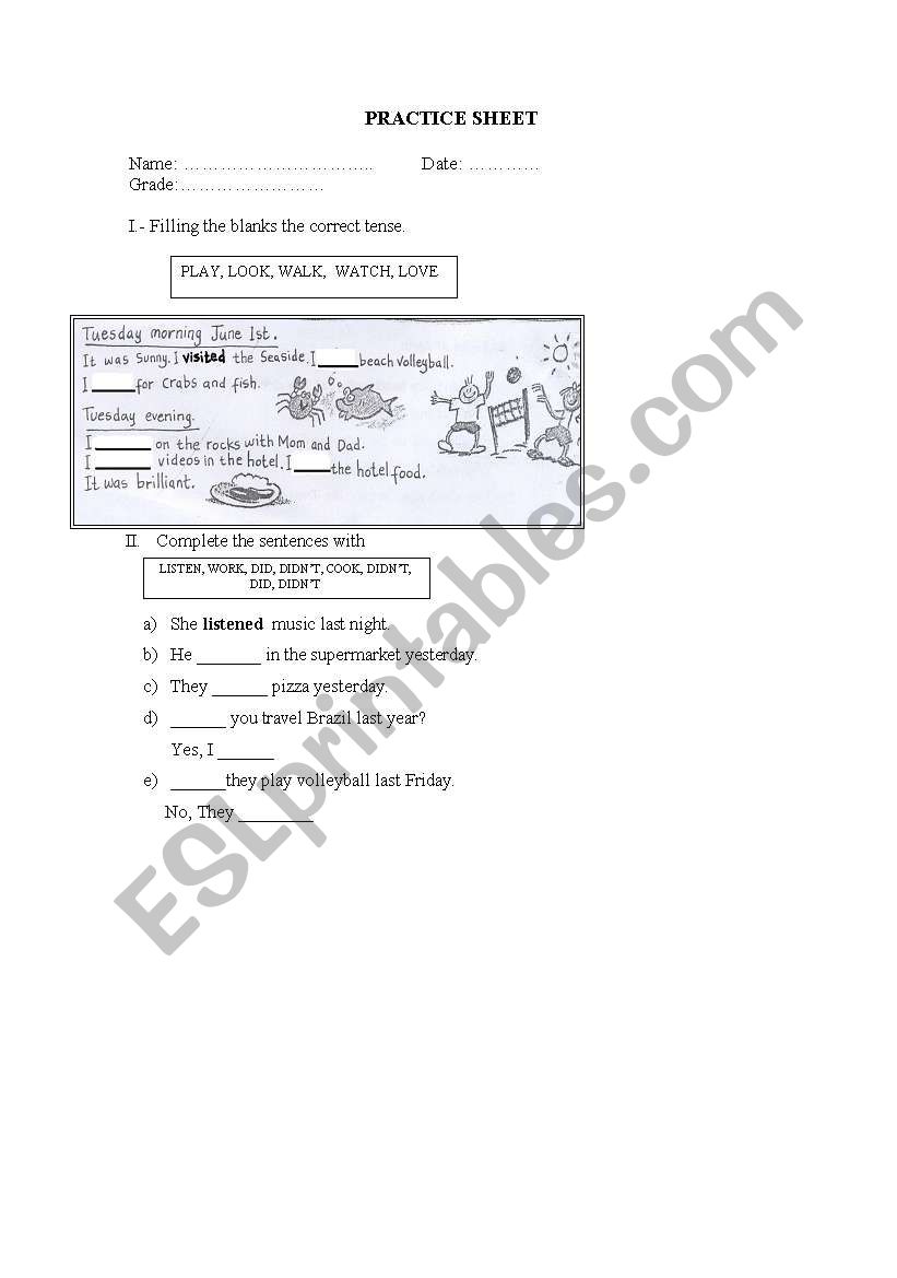 verbs worksheet