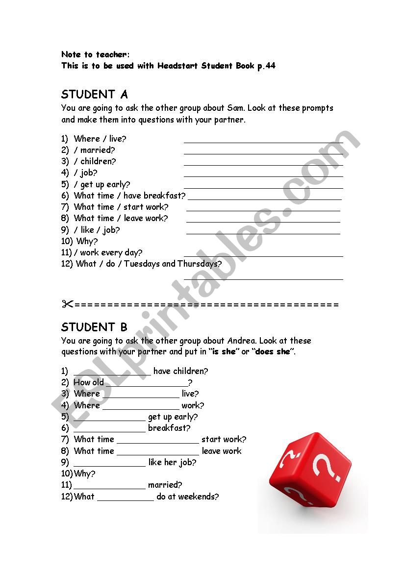 Questions worksheet