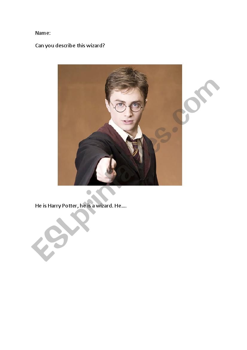 Harry Potter description worksheet