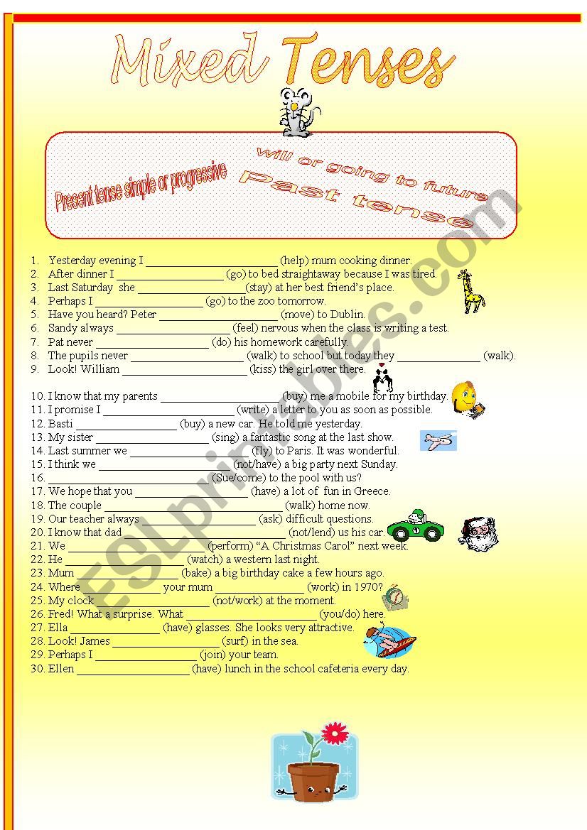 Tenses ESL Worksheet By Uli70