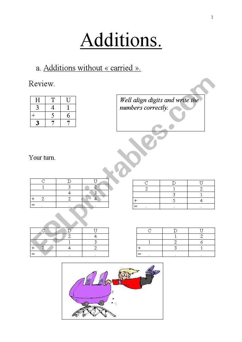 Written adding and subtracting: contract