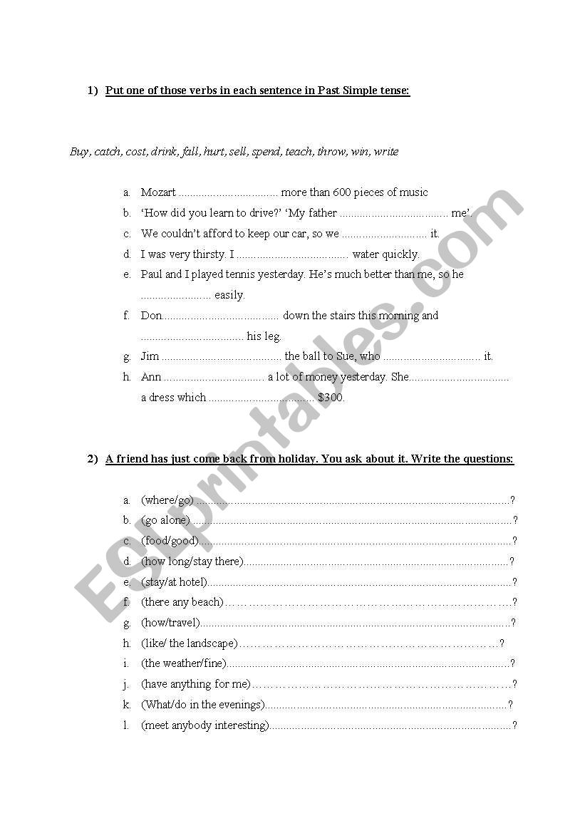 Past Simple worksheet