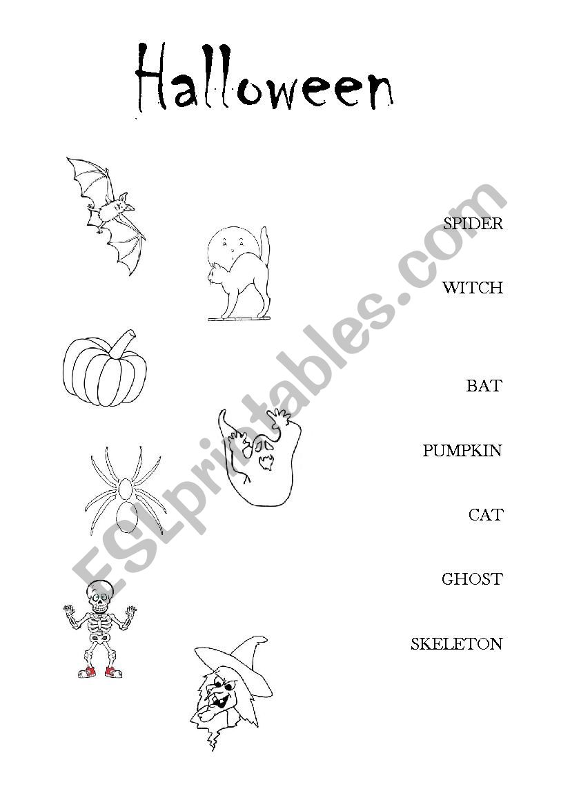 Halloween- matching worksheet