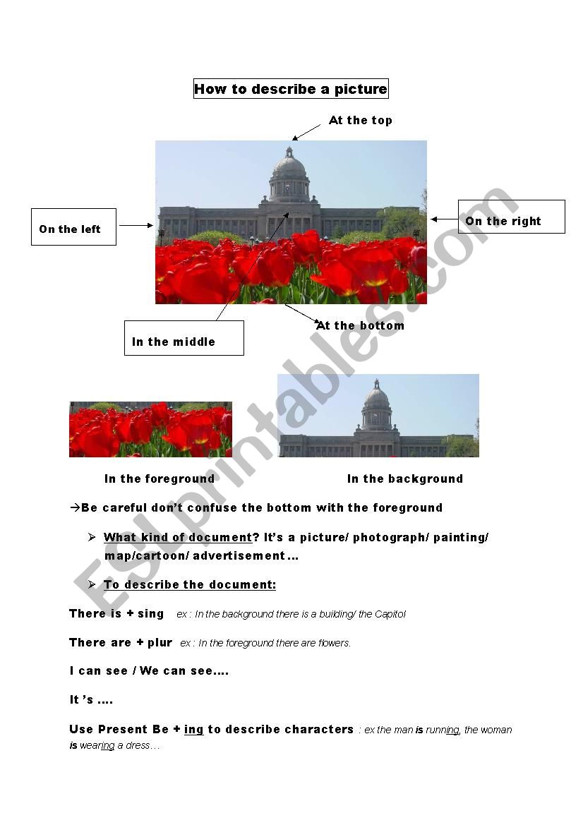 Describing a picture worksheet