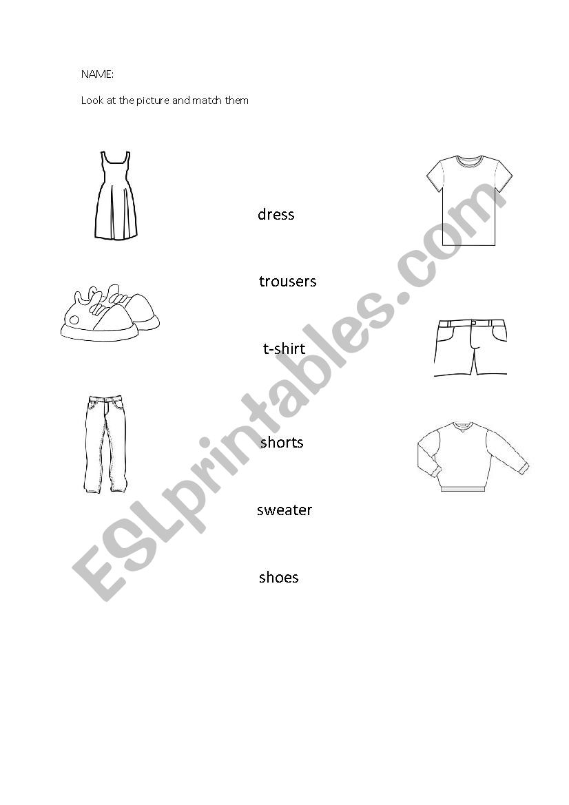 clothes worksheet