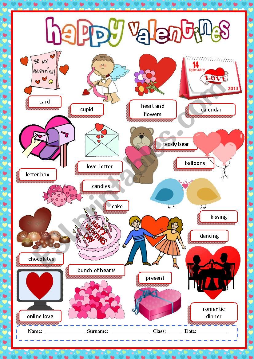 Valentine s Day Vocabulary Valentine s Day Writing Activities Picture Plunge