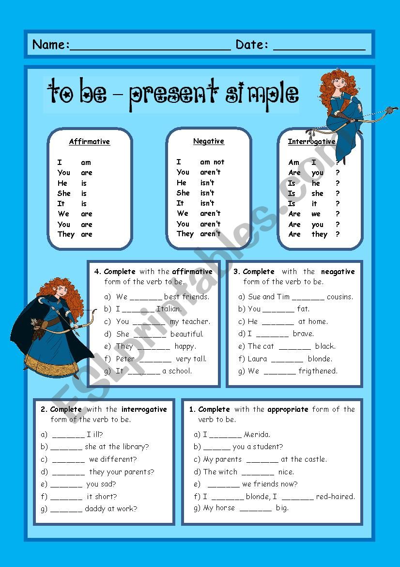 Verb To Be Present Simple Worksheet